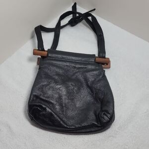 Vintage Black Leather Shoulder Bag EUC